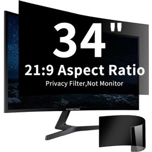 34 Inches Privacy Screen Filter for Curved 21:9 Ultrawide Monitor | Computer Privacy Shield | Anti Glare | Blue Light Filter | Eye Protection | Anti-Scratch Protector Film