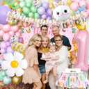 MOVINPE Some Bunny Is One Birthday Party Decorations for Girl, Baby Girl 1st Easter Bunny Birthday Party Supplies First Birthday Decor, Easter Rabbit Macaron Theme Balloons Backdrop Party Decor