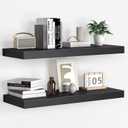 Fun Memories Floating Shelves - 2 Pack 9 Inch Rustic Wooden Wall Shelves - Extra Deeper & Thicker Wall Mounted Storage Shelf for Living Room, Kitchen, Farmhouse - 24" W x 9" D x 1.6" H - Rustic Black
