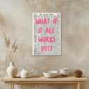 Retro Trendy Newspaper Canvas Wall Art Poster What If All Works Out Positive Affirmation Quote Pink Font For Home Bedroom Dorm Wall Decor12x18inch Unframed