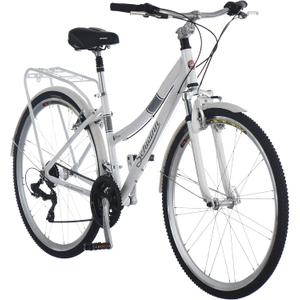 Schwinn Discover Adult Hybrid Bike for Men and Women, 700c Wheels, 21-Speeds, 19-Inch Aluminum Step-Over Frame, Front and Rear Fenders, Rear Cargo Rack, White