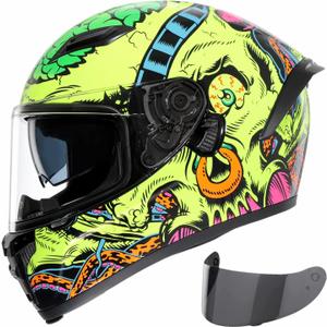 TRIANGLE Motorcycle Helmets Full face Helmet for Adults Men and Women Dual Visor with Internal Sunshield DOT Approved (Glossy Yellow, Small)
