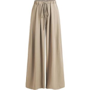 CIDER Palazzo Pants for Women Wide Leg Drawsting Elastic High Waisted Comfy Casual Flowy Pants with Pockets (Medium, Khaki)