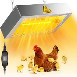 400W Chicken Coop Heater Lamp, Brooder Heat Lamp for Chickens, Adjustable Temp and Height, No Assembly Heater for Chicks Pets Livestock, 2 Pack