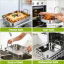 2 Pcs 14.17"15.35" Stainless Steel Roasting Pans with Handles, Baking Pan for Oven with 2 Pcs Flat Racks, Heavy Duty, Dishwasher Safe Rectangular Lasagna Pan with Handles for Turkey Chicken, Silver