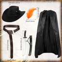 Mepase 6 pcs Halloween Cat in Boots Costume for Women with Hat Sword Leather Belt Bustier Corset Top Cape for Cosplay (Medium)