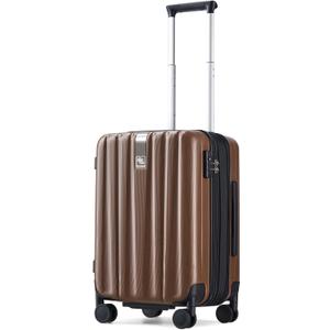 Hanke 20 Inch Expandable Carry on Luggage 22x14x9 Airline Approved Lightweight PC Hard Shell Suitcases with Wheels Tsa Luggage Rolling Suitcase Travel Luggage Bag for Weekender(Brown)
