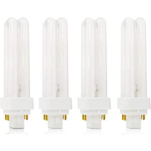 Circle (4 Pack CFL Bulbs Direct Generic Replacement for Panasonic FDS18E35/4 18W 3500K Double Tube, 4 Pin G24q-2 Base, Compact LED Light Bulbs