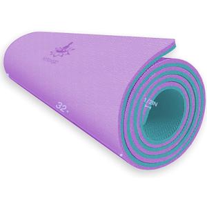 Hatha Yoga Extra Thick TPE Yoga Mat - 72"x 32" Thickness 1/2 Inch -Eco Friendly SGS Certified - With High Density Anti-Tear Exercise Bolster For Home Gym Travel & Floor Outside (Purple/Green)