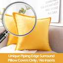 CARRIE HOME Mustard Yellow Velvet Throw Pillow Covers 18 x 18 Yellow Couch Throw Pillows 18x18 Set of 2 Super Soft Yellow Accent Decorative Pillows for Bedroom and Living Room (No Inserts)