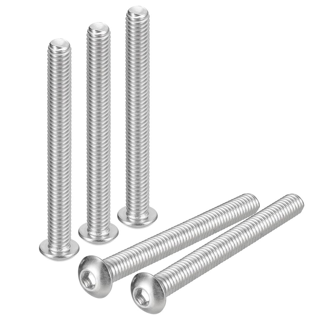 uxcell 5/16-18x4 Button Head Socket Cap Screws, 5pcs 304 Stainless Steel Fasteners Hex Bolts Screws, Full Thread Hex Drive Screws