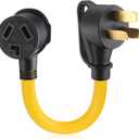 Kanayu 50Amp to 30Amp Dryer Adapter Cord Compatible with NEMA 10-50P Male to 10-30R Female 1.5FT 3 Prong Dryer Plug Adapter for Old Style Dryer/Range to Dryer STW 10 AWG, 240V (Yellow)