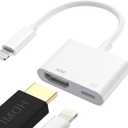 Lightning to HDMI Adapter [Apple MFi Certified] HDMI Digital AV Adapter 1080P Sync Screen Cable with Charging Port Compatible with iPhone on TV/Projector/Monitor No Power Needed