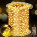 KNONEW 203FT 600 LED Outdoor Fairy Lights Plug in, Christmas Fairy Lights Outdoor Waterproof 8 Modes Memory Times for Wedding Bedroom Walls Garden Trees Decoration(Warm White)