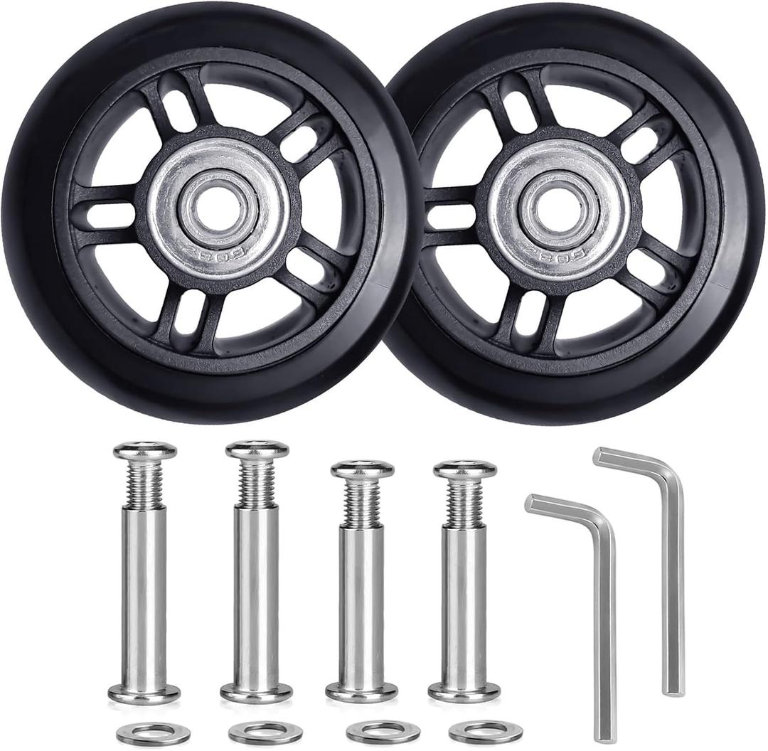 Tobeso-Nuoze Luggage Replacement Wheels 2 3/4 inch Wear-Resistant Suitcase Replacement Wheels Rubber Swivel Caster Repair Kits 2 Pcs (70mm*22mm)