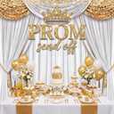 Tingjoo Prom Send Off 2026 Backdrop White and Gold Graduation Decorations 71 x 78.7 Inch Gold Crown Class of 2026 Congrats Grad Photo Background Banner for Graduations Party Favors