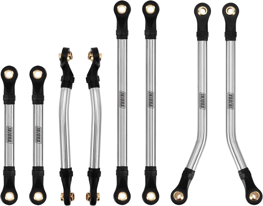 INJORA Stainless Steel High Clearance Chassis Links Set for 1/18 RC Crawler TRX4M High Trail K10 F150, 41g/Set