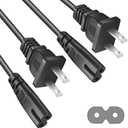 AC Power Cord 2 Prong Universal Power Cable 10FT 2 Pack