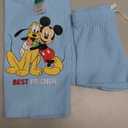 Disney Lilo & Stitch Mickey Mouse Boys Waffle Knit Short Sleeve Shirt and Short Set for Infant Toddler and Big Kids, 18 Months