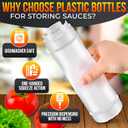 Set of 6 Inverted Condiment Squeeze Bottles 16 oz Upgraded Design with Added Sealing Gaskets, Self-Closing Valve, Easy-to-Fill Clear Bottles for Sauces, Dressings, Ketchup, Mustard for Everyday Use