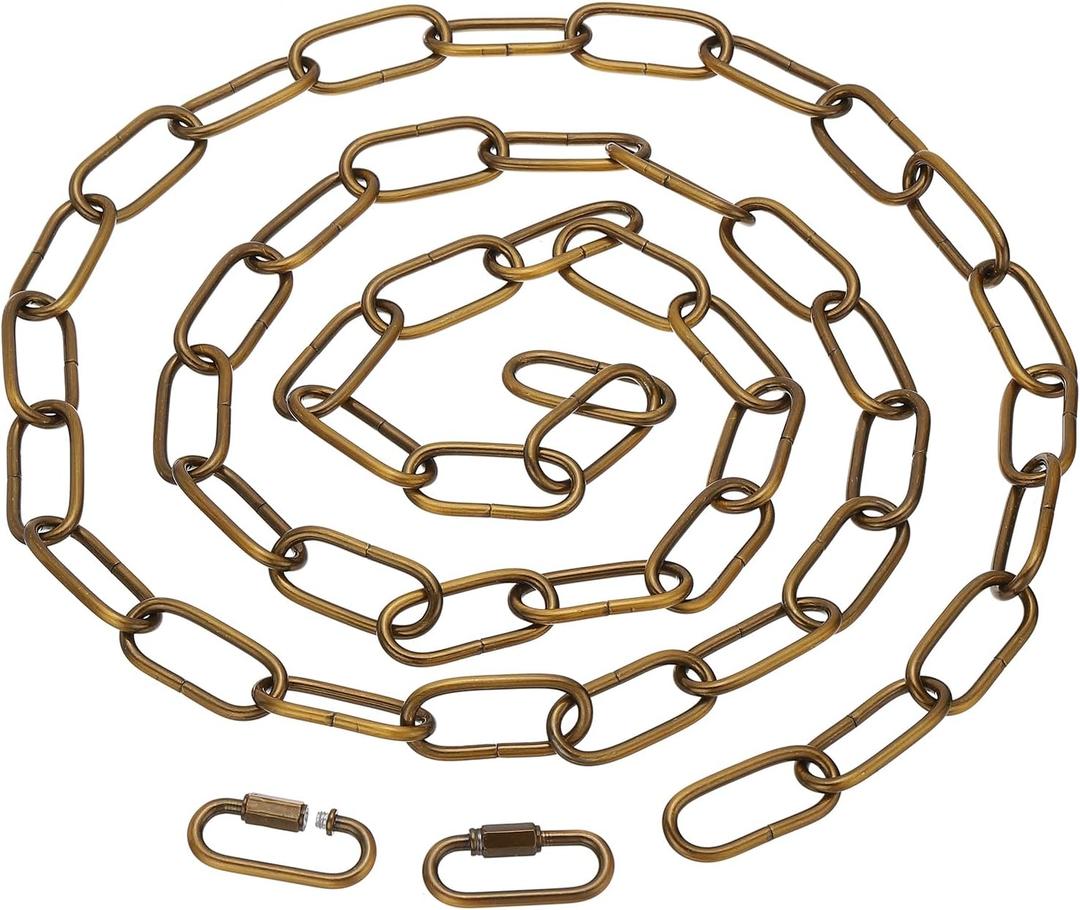 PATIKIL 6ft Lighting Hanging Chain, Metal Looping Chain with Quick Link Screw Lock Connectors for Hanging Plant Pendant Chandelier Light Fixture, Gold Bronze