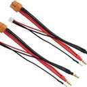 2 Pack XT60 Plug Female Connector to 4MM Banana Plug Bullet Connector Adapter Lead with 2S JST-XH Balance Plug for RC Car Drone Lipo Battery