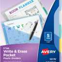 Avery Write & Erase Pocket Plastic Dividers for 3 Ring Binders, 5 Tab Set, Works with Sheet Protectors, Multicolor, 1 Set (16176)