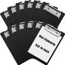 Eersida 12 Pack Mini Clipboards 4 x 6 Inch Small Pocket Plastic Memo Clipboards with Profile Clip for Small Notepads Receipts Tickets (Black)