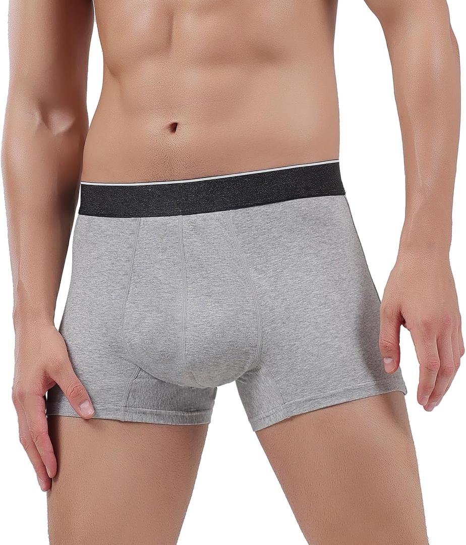 AIRCUTE Men Urinary Incontinence Underwear Washable Absorbency Soft Bladder Leak Proof Boxer Briefs 1 Pack (5X-Large,Gray)