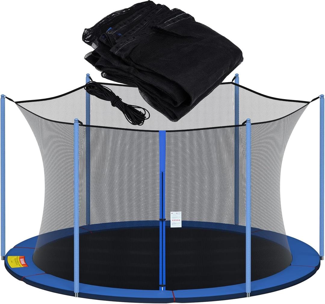 NONMON Trampoline Net Replacement for Straight 6 Pole, 12ft Trampoline Net Round Frame Safety Enclosure Net UV-Resistant Weather-Resistant Breathable Durable Net with Adjustable Straps(Net Only)