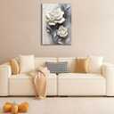 AIRDURS Elegant White Rose Wall art Canvas Wrapping 16x24in