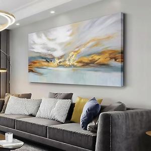 Glvzygy Modern Abstract Wall Art Wall Decor Greyish White Gold and Blue Abstract Wall Art Canvas Abstract Wall Art for Living Room Bedroom Dining Room Home Office Decor 20"x40"
