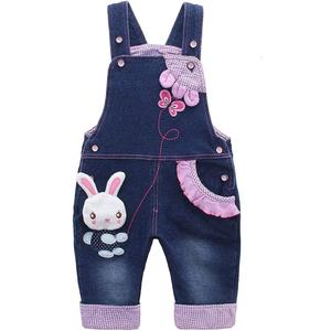 KIDSCOOL SPACE Baby Girl Jean Overalls,Toddler Denim Cute 3D Bunny Outfit (12-18 Months, Blue-1301)