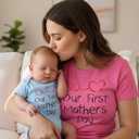 Tstars Our First Mother's Day Mom and Baby Matching Shirts - Mommy and Me Outfit Gift for New Moms and Infant (Pink, S)