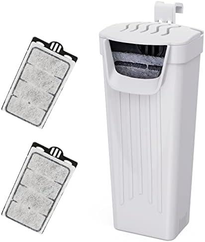 Moonorange Aquarium Filter(3.5W), Fish Tank Filter, Low-Water Filter for Small Fish Tank and Turtle Tank, for Reptile Tank Up to 15 Gallon, with 2 Cartridges(White)