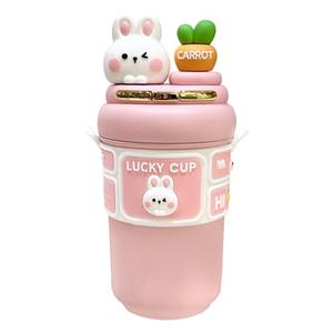 MiOYOOW Kawaii Insulated Water Bottle, 550ML Cute Cartoon Drink Bottle with Straw, Stainless Steel Travel Mug Cup for Hot & Cold Drinks