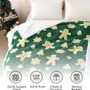 SOCHOW Christmas Gingerbread Holiday Jacquard Sherpa Fleece Throw Blanket, Fuzzy Warm Super Soft Reversible Plush Blanket for Bed, Sofa and Couch, 50 x 60 inches, Green