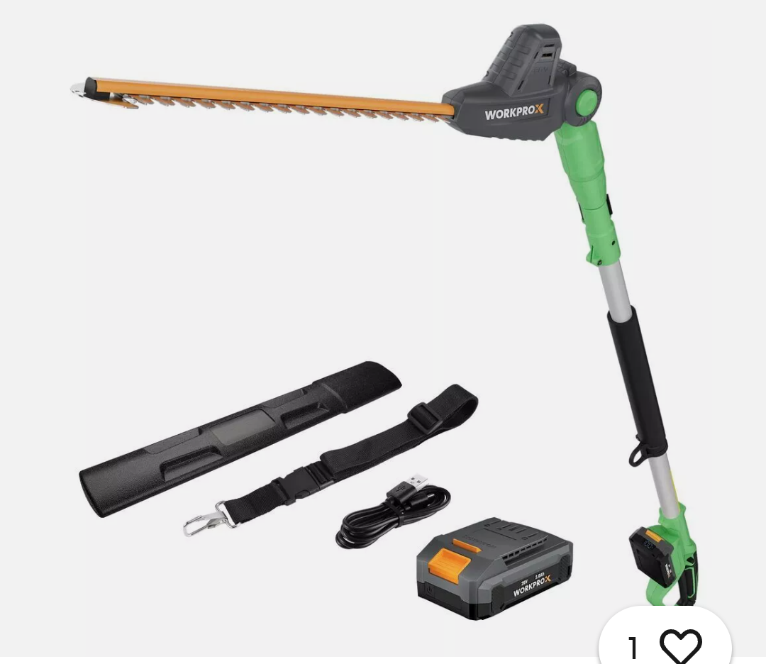 WORKPROX 20V Cordless Pole Hedge Trimmer 9.2feet Reach 18" Dual Action Blade USA