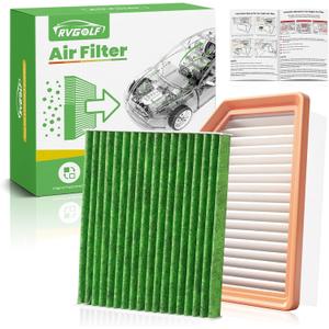 Engine+Cabin Air Filters Set Fit for 2021 2022 2023 2024 2025 2026 Nissan Rogue AC Filter with Activated Carbon Combo Set Replacement Automotive Accessories# 16546-6RA0A 272775NA1A