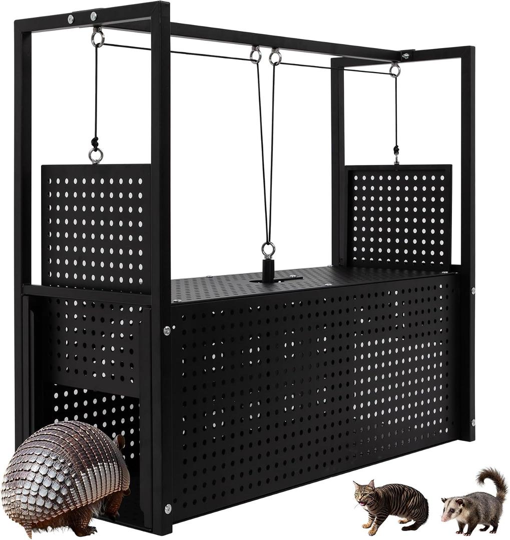 32 Armadillo Trap, Heavy Duty Steel Live Animal Trap, Humane Catch & Release for Armadillos, Raccoons, Cats, Skunks & Other Medium-Sized Wildlife