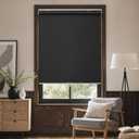 GENIMO 100% Blackout Roller Window Shades, Window Blinds Cordless with Thermal Insulated, UV Protection Fabric, Mini French Door Blinds for Home, Bedroom, Office, Black, 34" W X 72" H