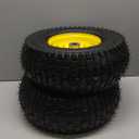 AR-PRO 13x5.00-6 Tire and Wheel Assembly (2-Pack), Tubeless Lawn Mower Tire with Rim, with 3/4" Bushings and 3" Centered Hub Length (Yellow)