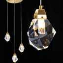 3 Lights Crystal Pendant Light Modern Cluster Chandelier - Dimmable LED Pendant Light Fixture with Brass Teardrop Design - Stylish Lighting for Kitchen Island, Dining Room, Hallway, Bathroom