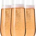 30 Holliday Stemless Champagne Flutes - Plastic Disposable Unbreakable toasting glasses, | Clear Fancy Shatterproof & Reusable 9 Oz Champagne glass, BPA free - Ideal for Weddings, Birthdays, Parties