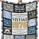 CIUGOIG 50th Birthday Gifts for Men Blanket 50"x60", Vintage 1976 Birthday Gifts for 50 Year Old Men, Funny 50th Birthday Gift for Him Husband Dad Brother Uncle Friend