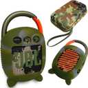 JCHPINE Hard Carrying Case and Silicone Cover for JBL Clip 4 Portable Bluetooth Speaker, Protective Travel Case Storage for JBL Clip 4 Speaker Accessories (Squad Green)