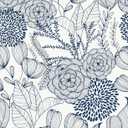 NuWallpaper NUS3830 Navy Secret Garden Peel & Stick Wallpaper, Blue