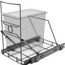 Upgraded Stainless Steel Pull-Out Trash Can Holder, Heavy-Duty Slide-Out Cabinet Organizer for 711 Gallon Bins, Black(Trash Can Not Included)