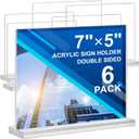 Acrylic Sign Holder 7x5,6 Pack Clear Sign Holder Double Sided Table Menu Horizontal Desktop Display Stand Paper Flyer Holder Tabletop Sign Holder Suitable for Restaurants, Office, Store, Hotels