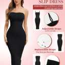 SLIMBELLE Strapless Shapewear for Women Under Dresses Tummy Control Slip Dress Seamless Full Body Shaper, XL (Black, XL)